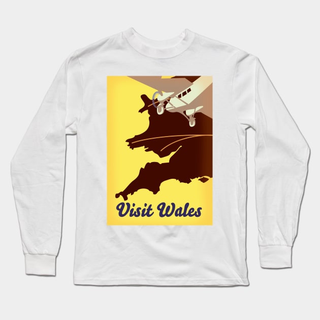 Vintage Wales Vacation poster. Long Sleeve T-Shirt by nickemporium1